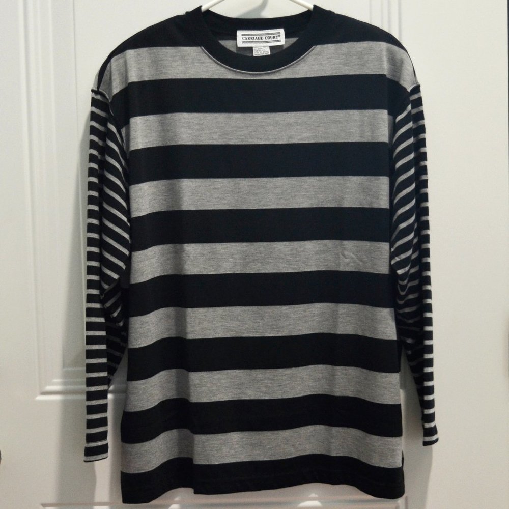 90s Sears Carriage Court Women's Long Sleeve Pullover Stripe Sweatshirt 1X